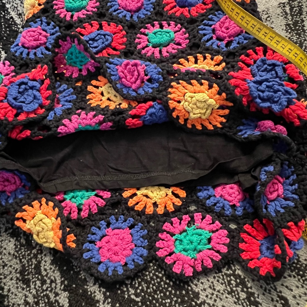 FARM Rio Colorful Crochet Flowers Sweater Mini Dress M - Picture 15 of 16